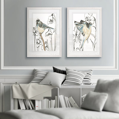 Songbird Meadow - ensemble de 2 peintures encadrées