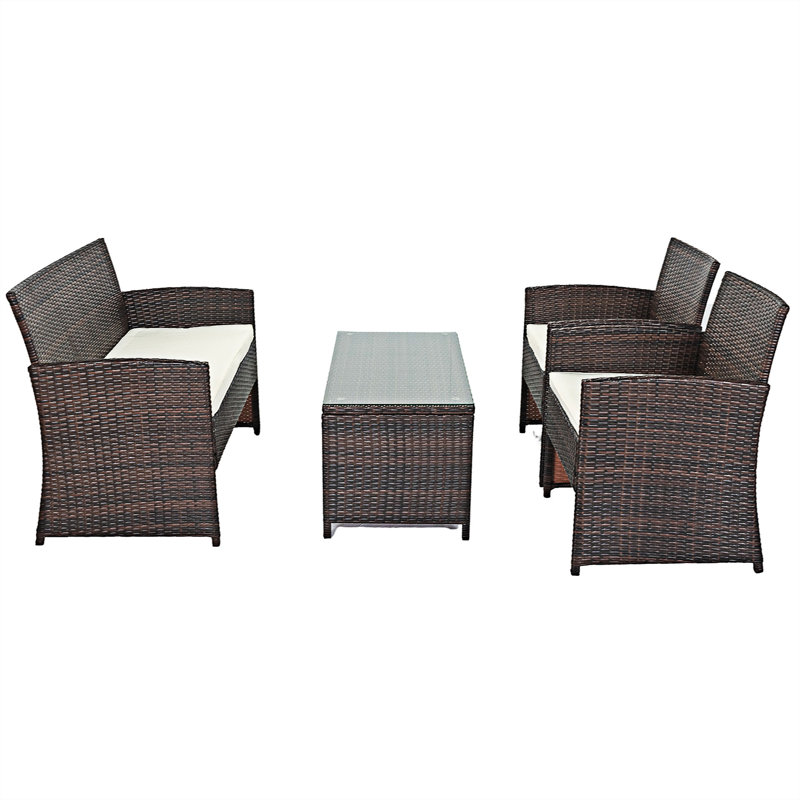 Mancero 4 - Person Patio Dining Set with Rectangular Table , Cushions Included