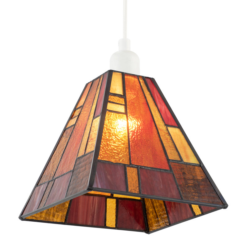 18cm H Glass Square Pendant Shade ( Screw On ), Orange