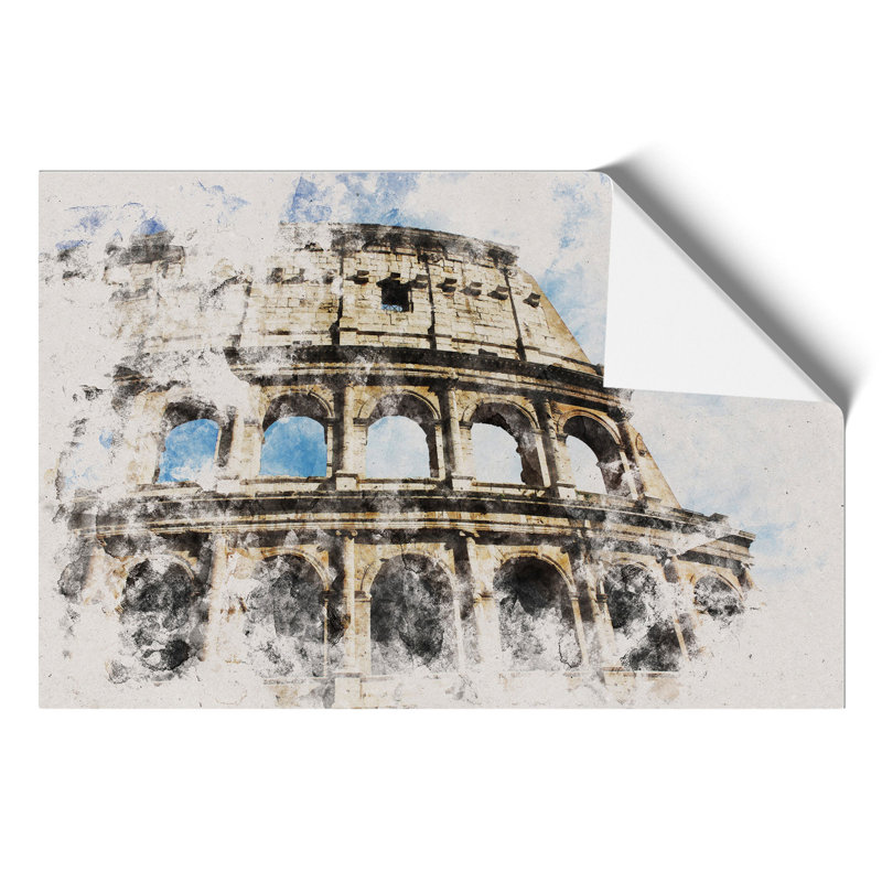 Coliseum in Rome Watercolour - Frameless Print, 59cm H x 84cm W x 0.1cm D