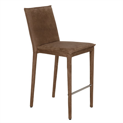 Chaise de comptoir Newton, cuir brun Orris