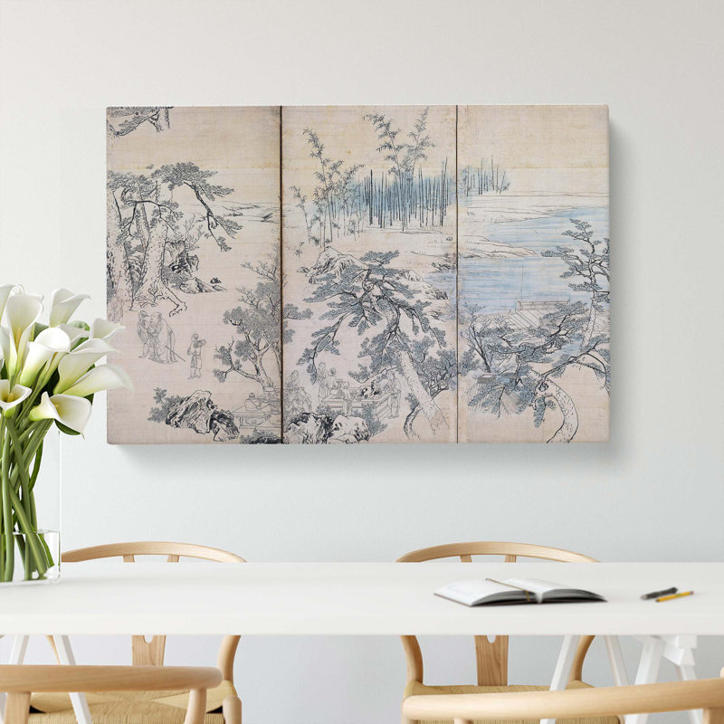 Gathering In An Orchid Pavilion by Maruyama Okyo - Wrapped Canvas Painting, 50cm H x 76cm W x 3cm D