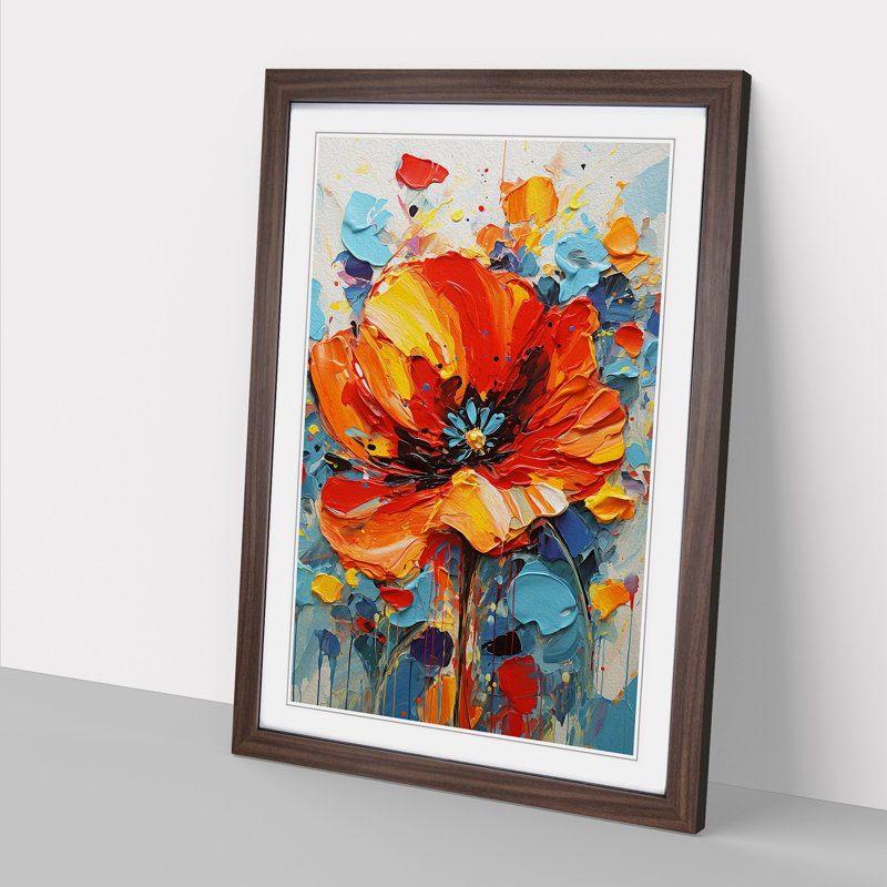 Poppy Flower Action No.2 - Framed Print, 46cm H x 34cm W x 2cm D, Walnut Framed