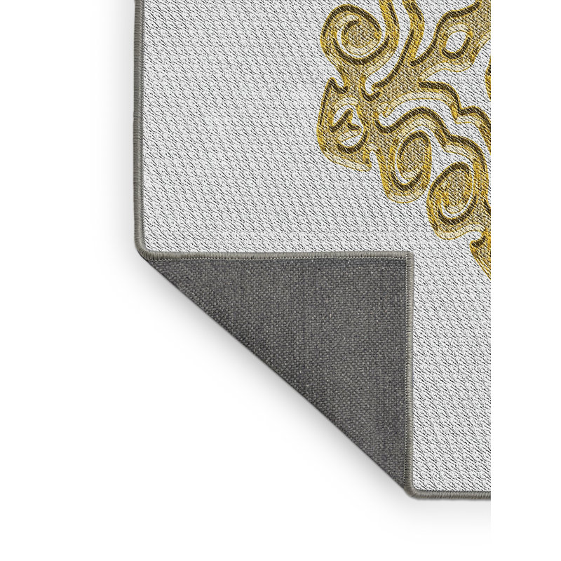 Tapis doré / blanc Power Loom, Rectangle 5 pi x 8 pi