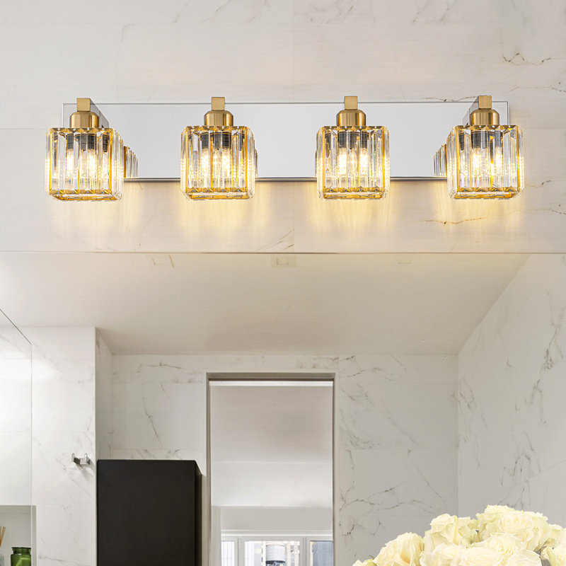 Paislyn Dimmable Vanity Light, 4, Chrome/Gold
