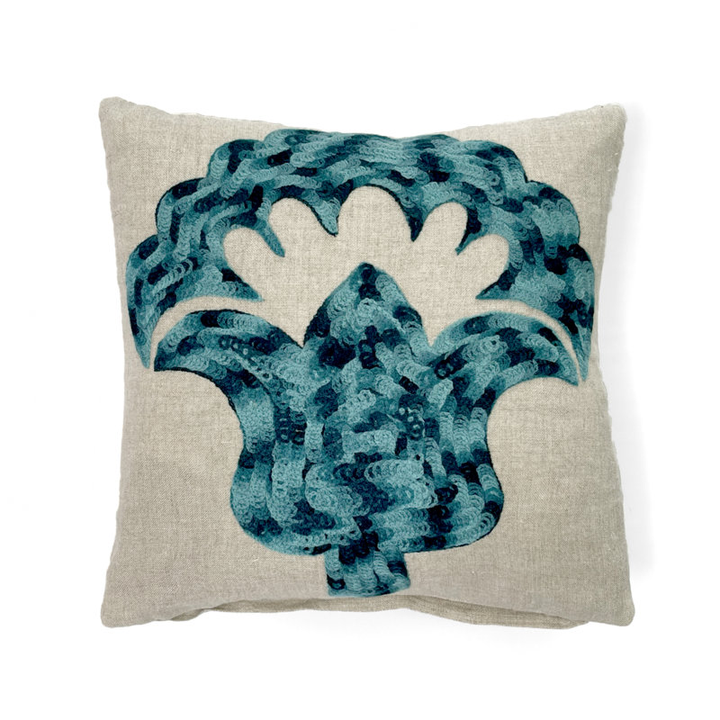 Coussin Samarkand, Kaki / turquoise