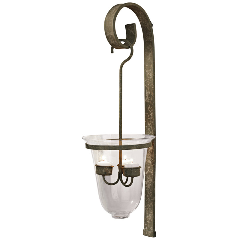 Rustic Bronze 24" Glass Hurricane Candle Lantern