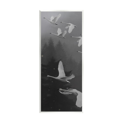 «Flying Swan Flock», art mural sur bois par Nene Thomas