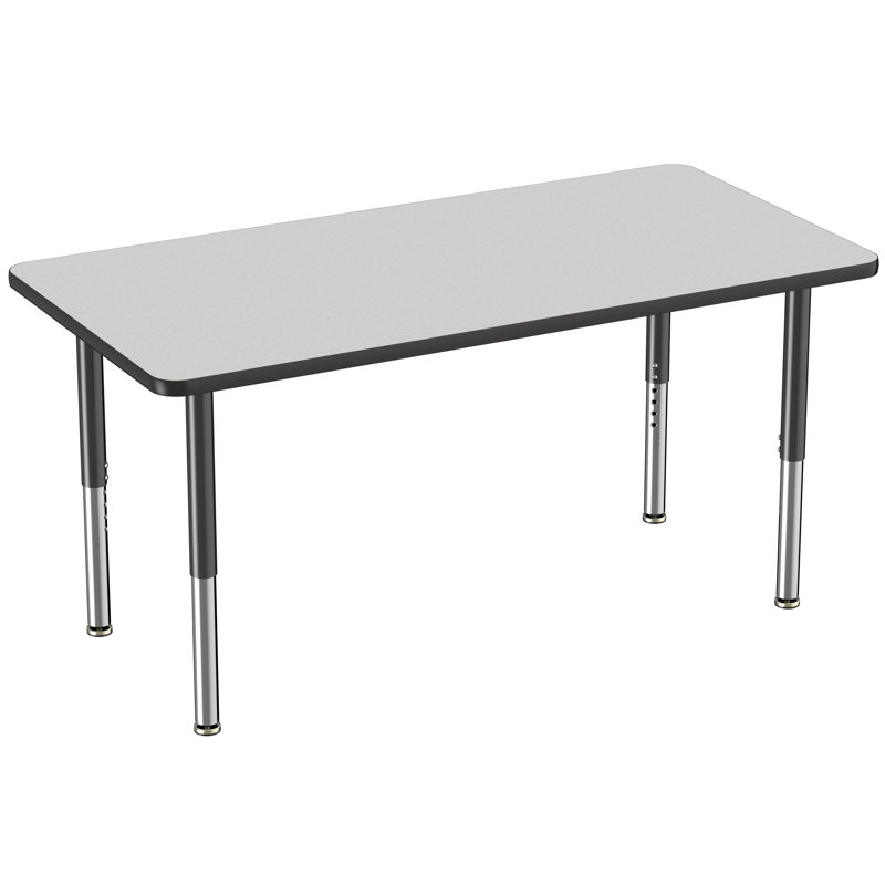 Table d'activité rectangulaire à hauteur réglable en forme de T, 24 po x 72 po, Gris / Noir, Super