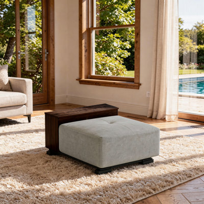 Canapé modulaire rembourré gris clair rembourré avec table de rangement intégrée