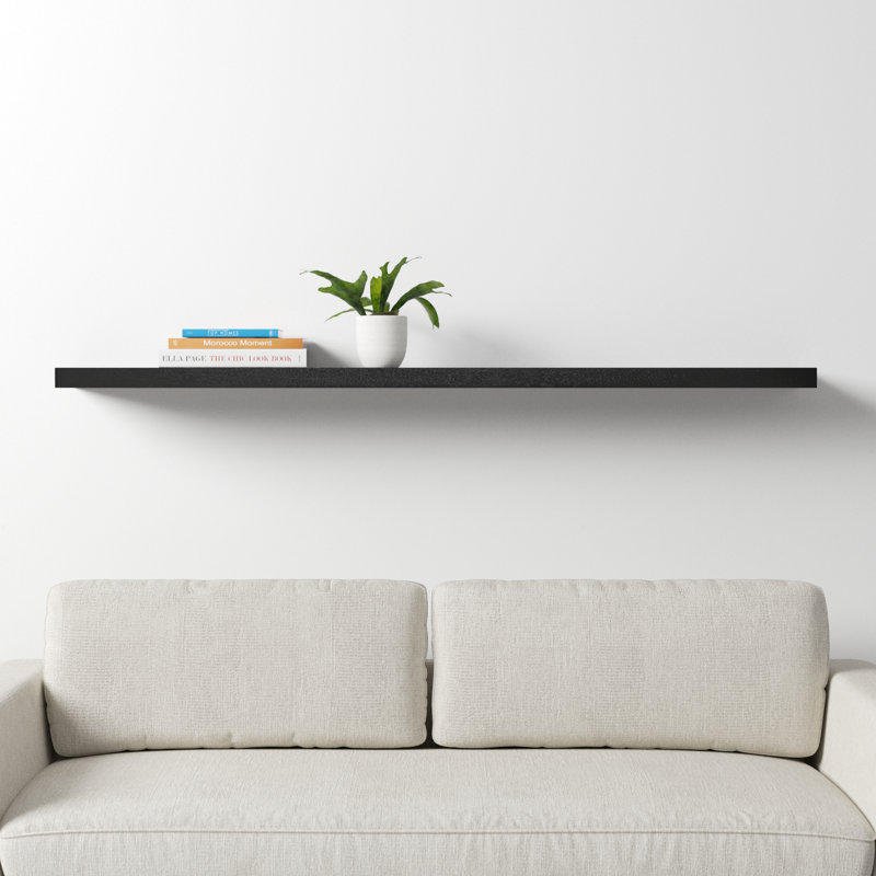Sherice Manufactured Wood Floating Shelf, 1.97" H x 74.81" W x 10.24" D, Matte Black