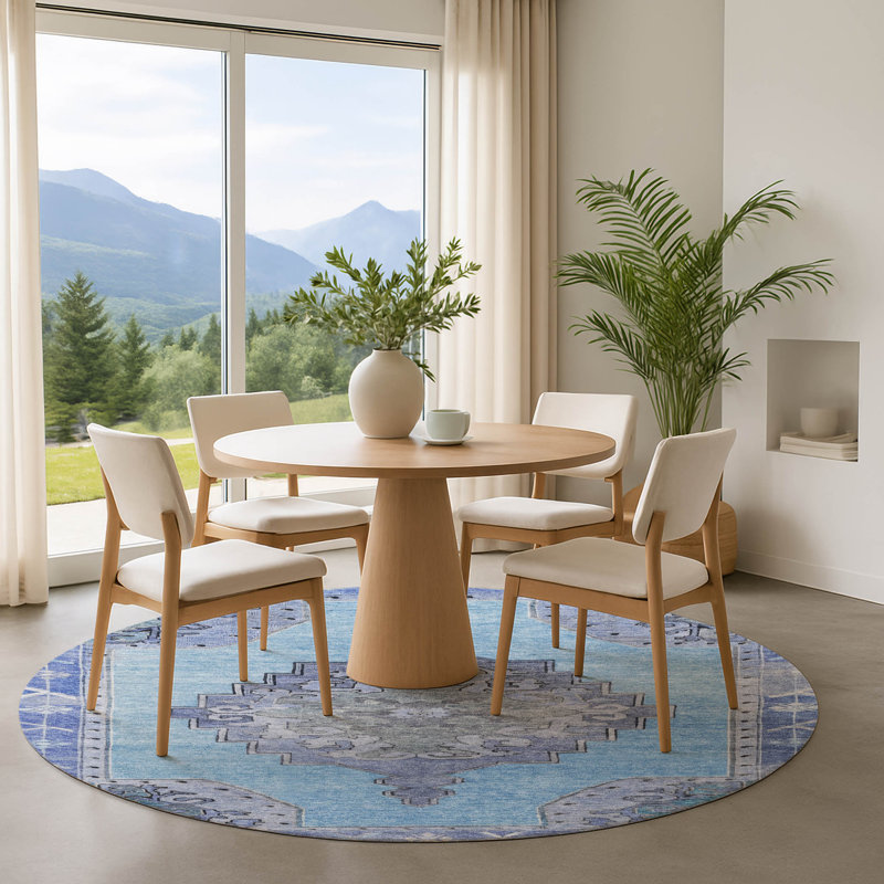 Premium Machine Washable Lubbers AMF1731 Global Rug, Round 8'
