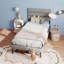 Structure de lit simple tapissier moderne avec tête de lit, sans sommier, rangement sous le lit 14 po