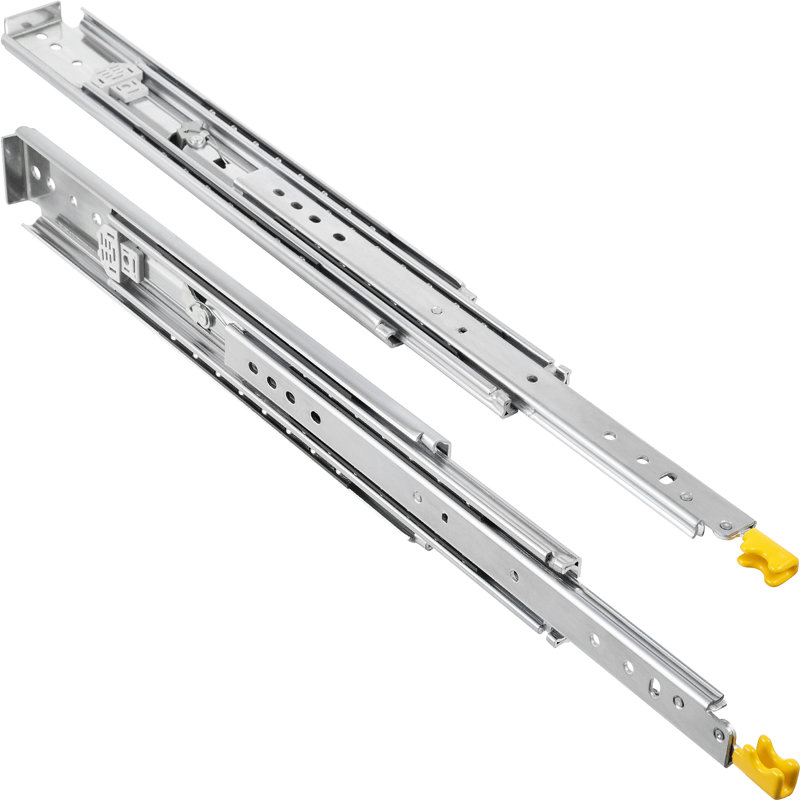 Glissière en métal pleine extension à fermeture latérale, H 0,75 po x l 120 po x P 3 po