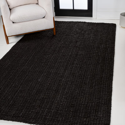 Tapis noir en jute tissé à la main Dropati Pata