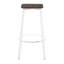 Tabouret de bar carré en métal blanc rétro et bambou grain de bois pressé espresso - ensemble de 2