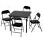Ensemble repas 5 pièces pliable avec 4 chaises rembourrées en PVC, structure en fer-1217988579