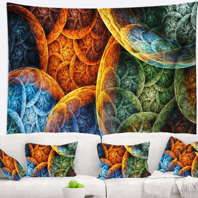 Tapisserie à nuages de couleur vibrante abstraite, H 32 po x l 39 po
