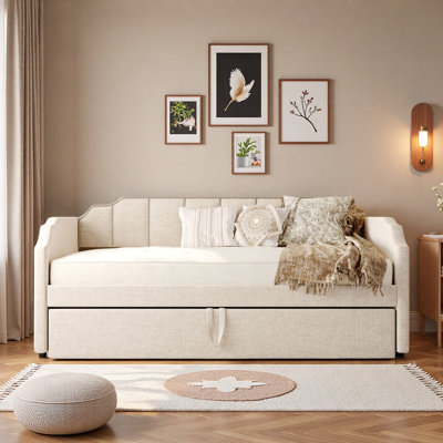 Upholstered Daybed With Pop-Up Trundle And Usb Charging Ports