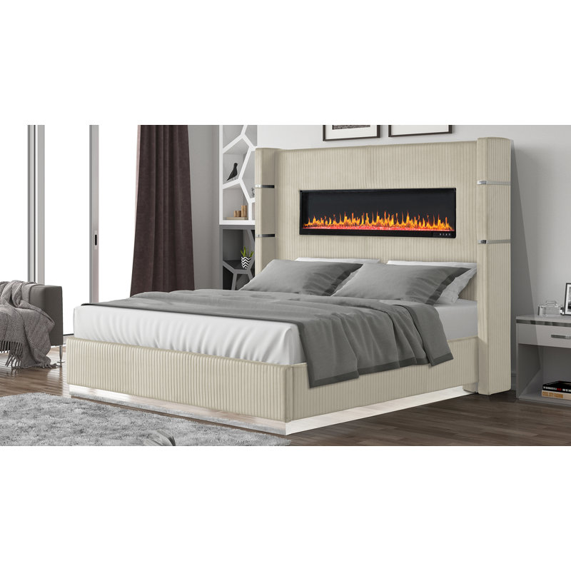 Ensemble de chambre à coucher 5 pièces Ashray, Grand, Beige