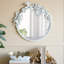 Miroir mural blanc en fer et panneau de fibres à densité moyenne avec ornements floraux et oiseaux