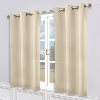 Millendon Energy Saving Modern Polyester Grommet Room Darkening Curtain Pair
