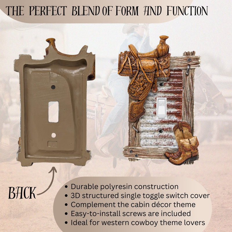 Resin Western Single Toggle Switch Cover Saddle and Boots Design