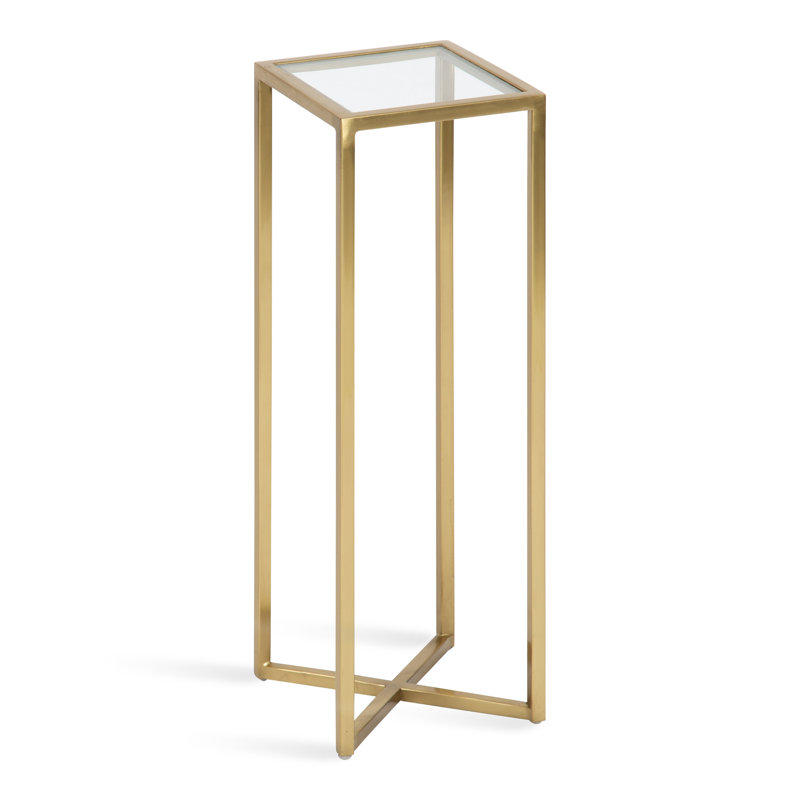 Table de bout Marisol, Plateau en verre transparent / base en laiton mode