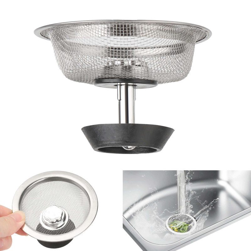 Ensemble de 2 crépines d'évier de cuisine et panier combiné de remplacement, crépine en acier inoxydable