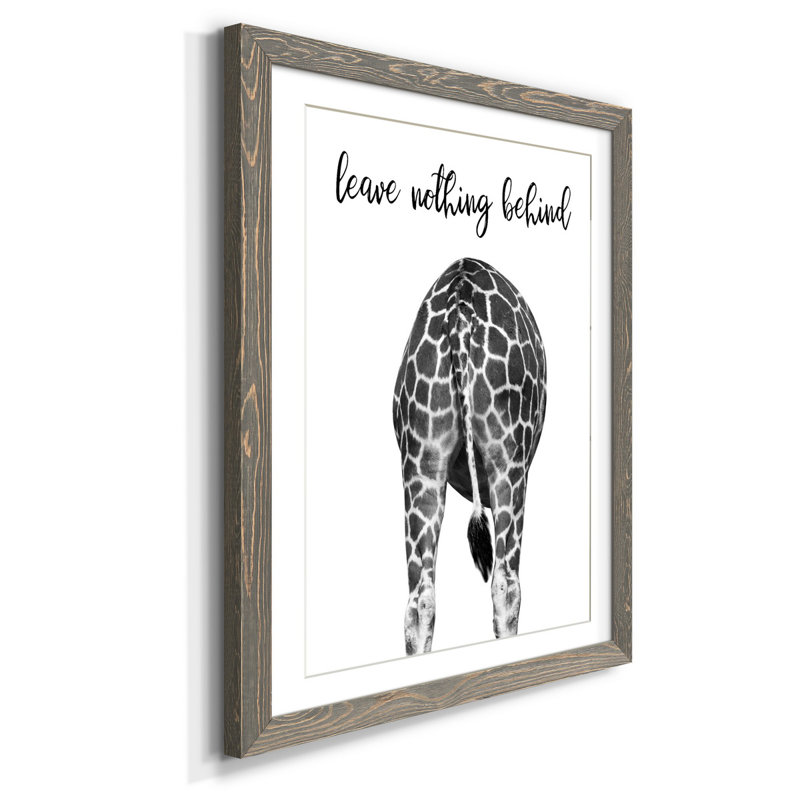 Girafe Bum - cadre photo, impression d'art textuel sur papier, H 31,5 po x l 23,5 po x P 1,5 po, gris