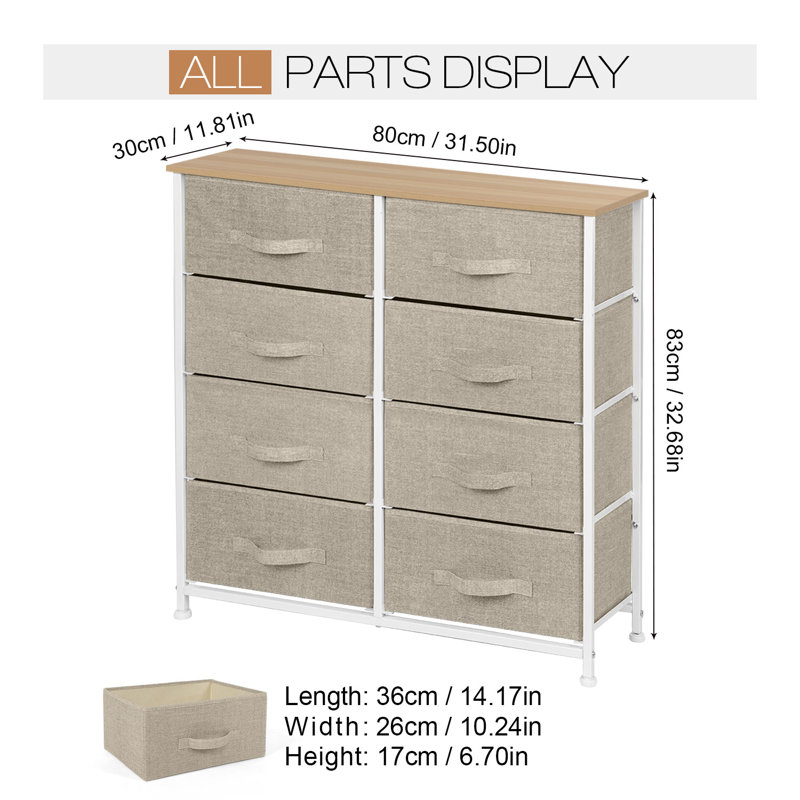 8 Drawer Storage Drawer, Beige