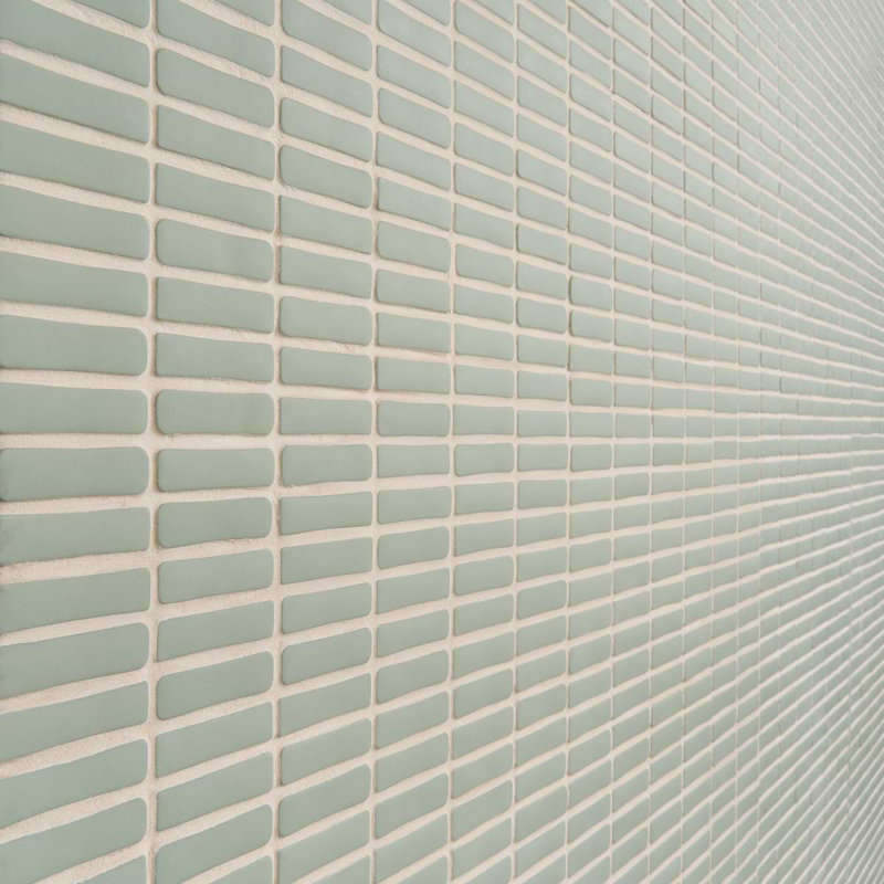 Venini 1/2" x 2" Mini Brick Frosted Glass Mosaic Tile, Sage Green