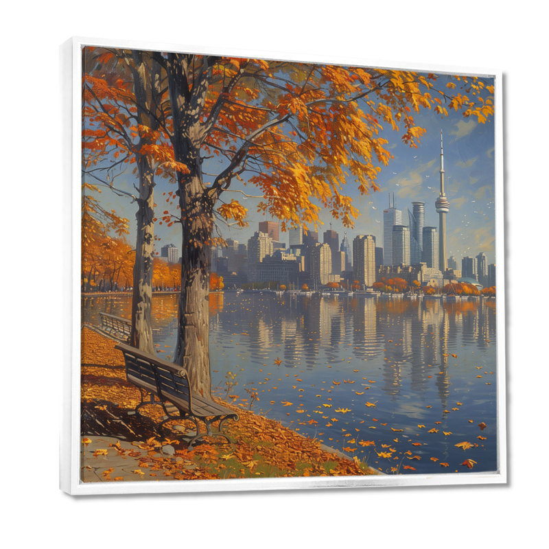 Réflexions d'automne à Toronto - décor mural de la ville de Toronto, Toile encadrée flottée blanche
