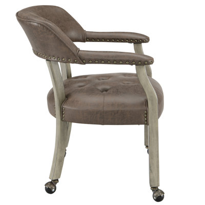 LUMERA Collection Swivel Tufted Arm Dining Chair Poker Chair Dark Brown