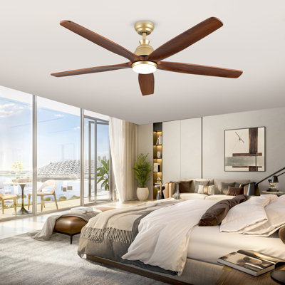 Modern Ceiling Fan With Light, Ceiling Fan With Remote, 5 Blades Ceiling Fan In Solid Wood, Reversible Dc Motor, Quiet Large Ceiling Fan For Bedroom, Living Room, Kitchen Or Patio Use