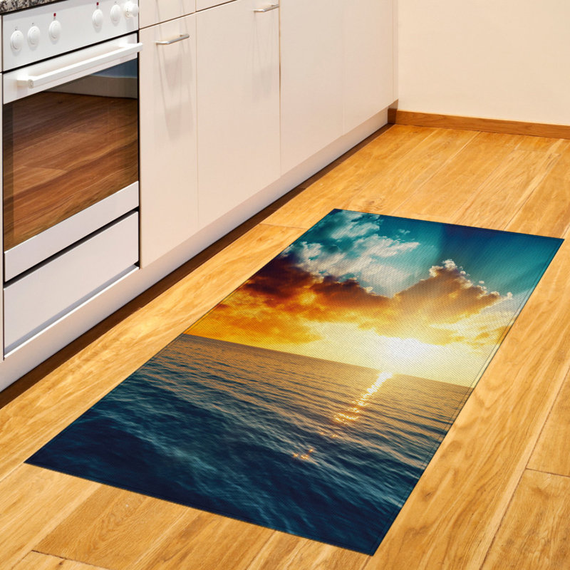 Tapis décoratif en polyester à haute densité à longs fils Sunset, Rectangle 2 pi 7 po x 5 pi