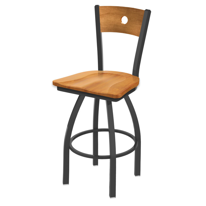 Tabouret tournant 25 "Voltaire, Bois - Érable moyen, Étain, Tabouret de comptoir (siège d'une hauteur de 25 p