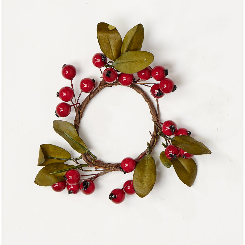 2.25" Inner Diameter Artificial Christmas Berry & Leaf Votive Candle Ring