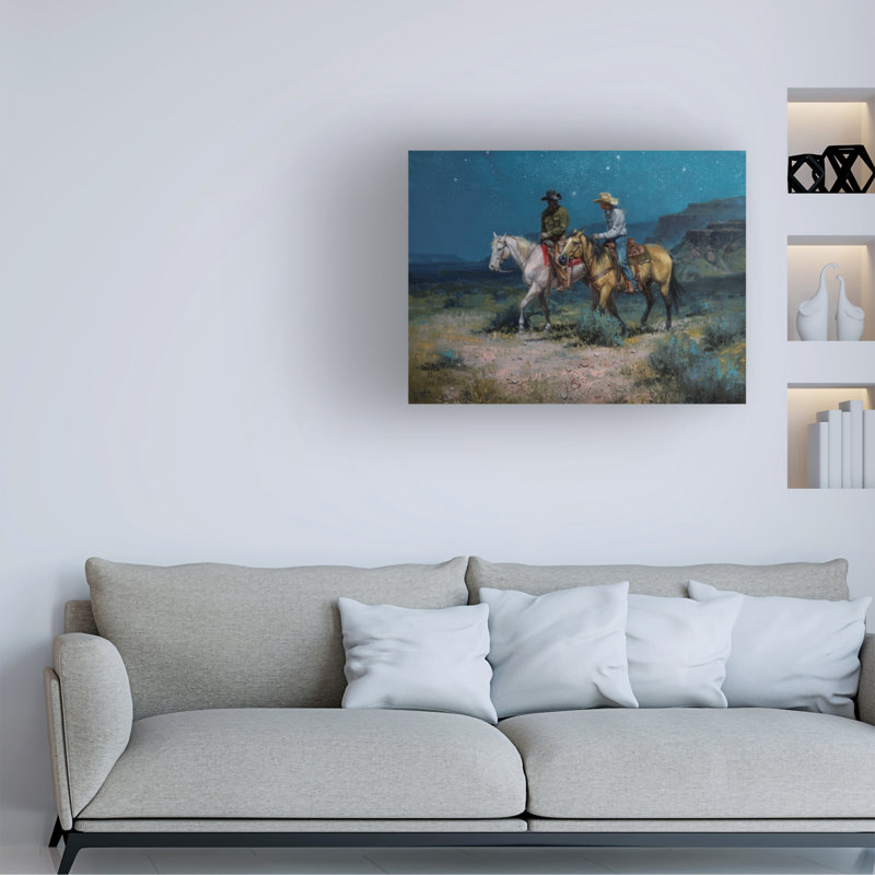 «Night Riders» par Jack Sorenson - peinture sur toile tendue, H 14 po x l 19 po x P 2 po