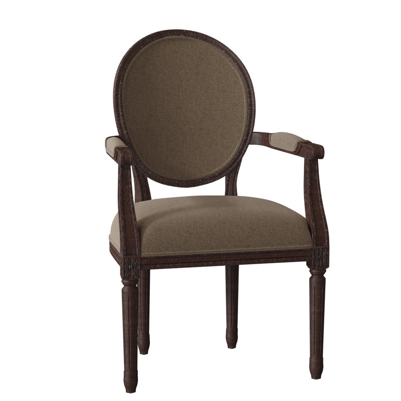 Helena Upholstered King Louis Back Arm Chair, Espresso, 8789 Sage