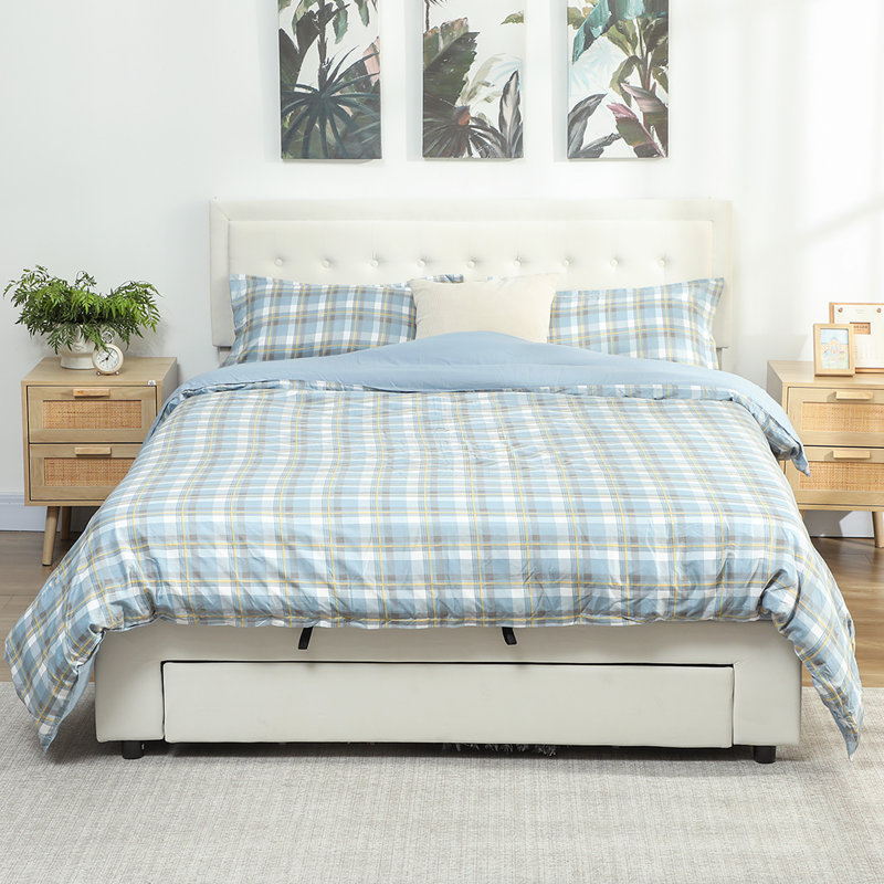 Upholstered Ottoman Bed, Cream