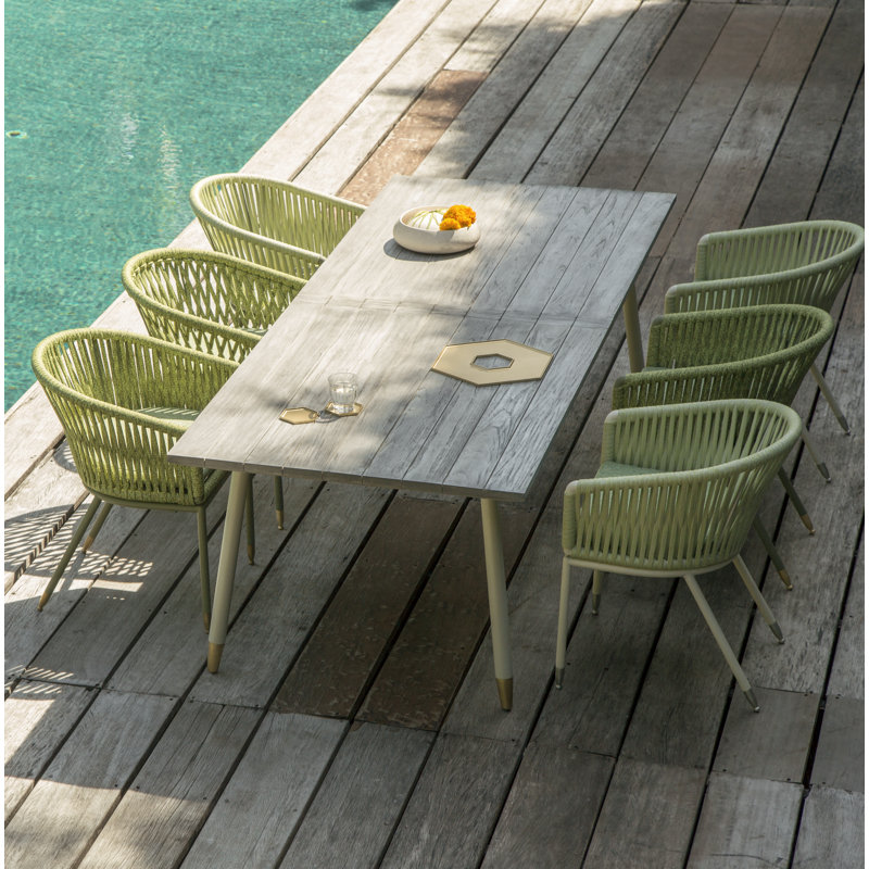 Summer Outdoor Dining Armchair, Graphite/Stainless Steel, Titanium Round Ropetek