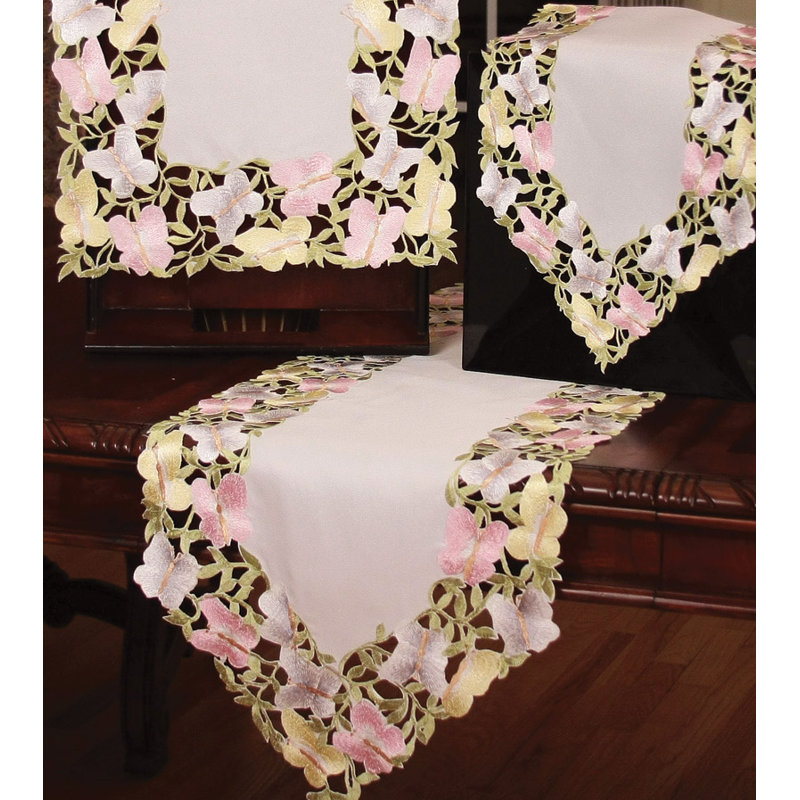 Chemin de table à couper brodé Butterfly Minuet, 48" L x 12" W