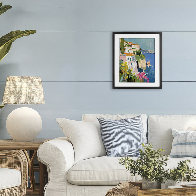 «Italian Coast Abstraction», reproduction d'art sous verre encadrée par Riley B, H 16 po x l 13 po, Cadre noir minuit