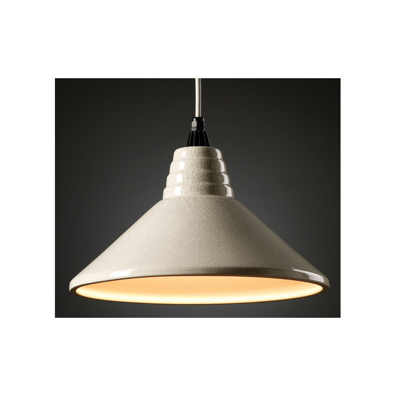 Luminaire suspendu 1 lumière à cône simple Custinne, Marbre agate, Câble noir