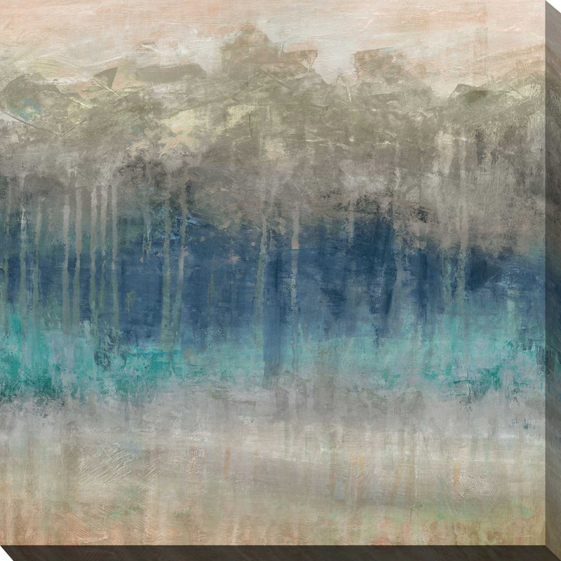 Treeline Reflections par Carol Robinson - Peinture, L 18 po x H 18 po, Toile tendue