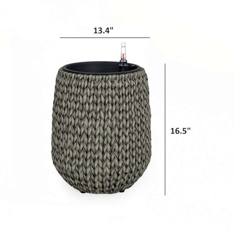 13.4" Self-watering Wicker Planter