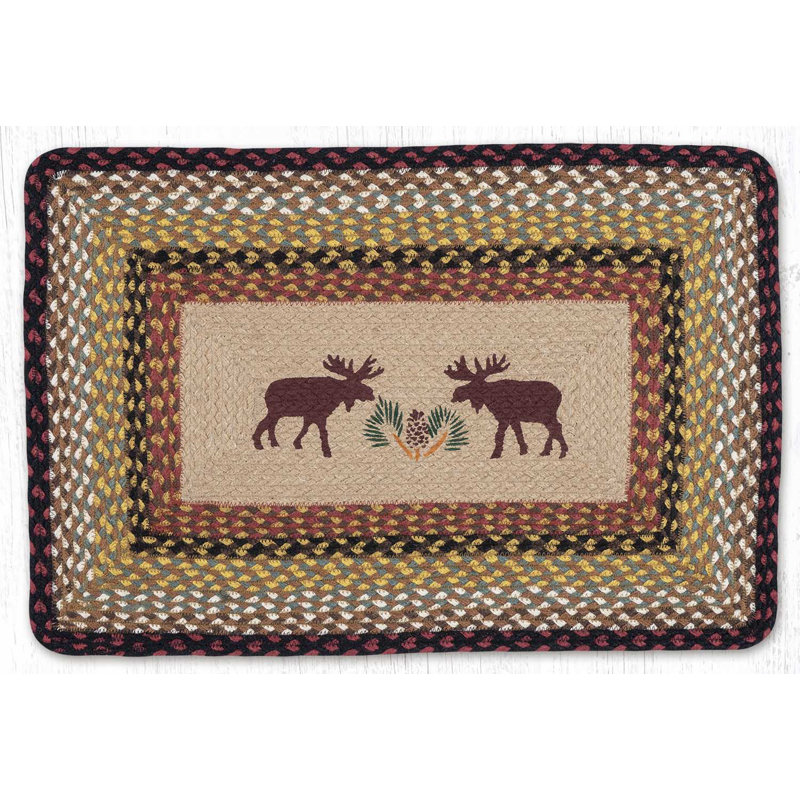  Tapis décoratif à motif primitif Moose Pinecone