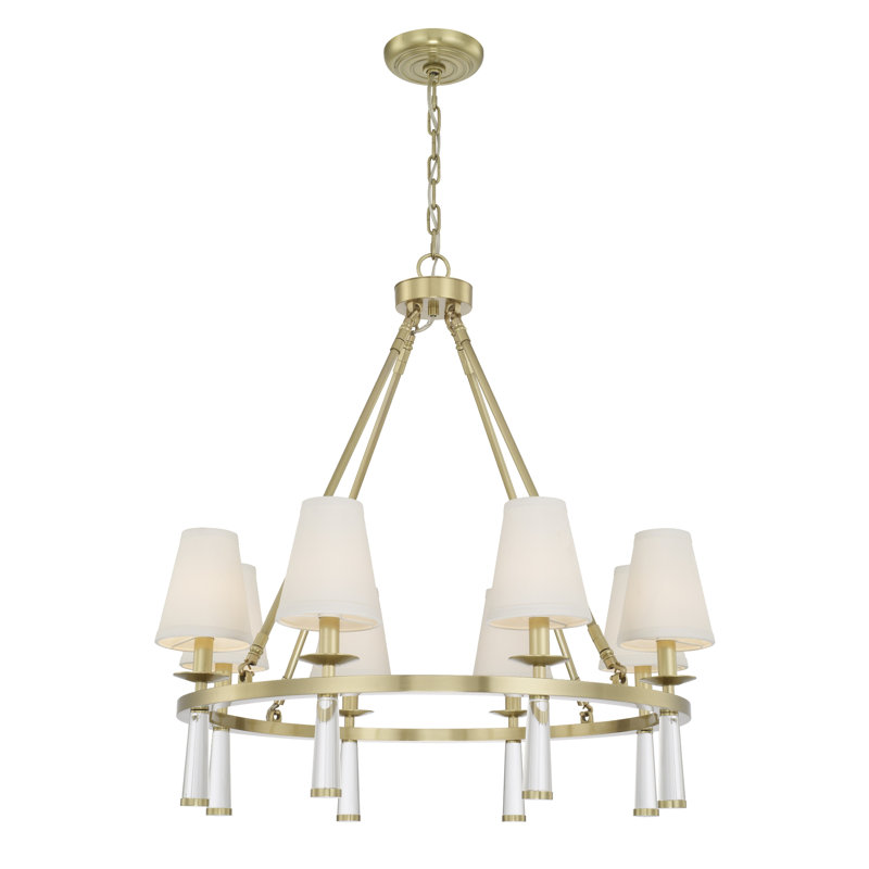 Indimar 8 - Light Dimmable Wagon Wheel Chandelier, Aged Brass