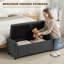 Storage Ottoman, Upholstered Corduroy End of Bed Bench, Beige-1137683113